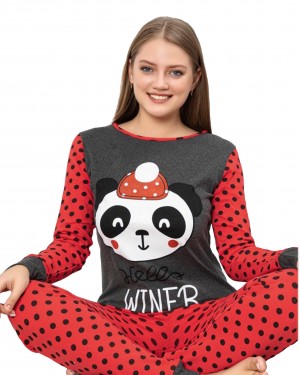Turkish Women Pajamas, Autumn Interlock Pajamas, Hello Winter PJS