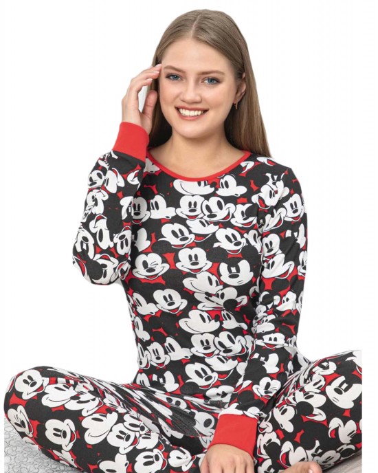 Women's Two-Piece Autumn Interlock Pajamas, Embrace Comfort with Mickey Mouse Magic