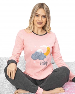 "Güzel Rüyalar Keyfi: Kadın Sonbahar Pamuk Pijama Takımı, Rahat Geceler İçin"
