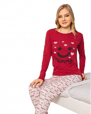 Turkish Women Pajamas, Autumn Interlock Pajamas, Two Pieces Mickey Mouse PJS
