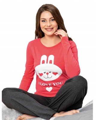 Experience Stylish Comfort with Women's Two-Piece Summer Pajamas - Lover Bunny Edition by Style Turk