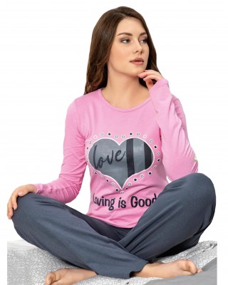 Women's Two-Piece Summer Pajamas - Love Mirror in Cotton Comfort