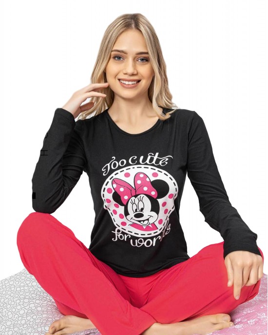 Women's Two-Piece Summer Pajamas - Cute Minnie in Comfortable Cotton