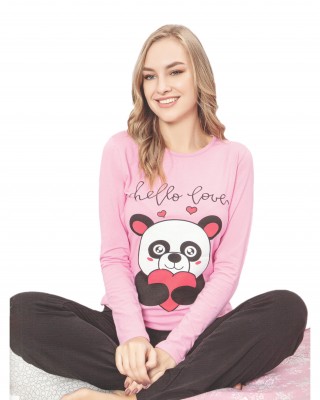  Kadın İki Parça Yaz Pijama Takımı - Sevimli Panda Pamuklu Uyku Giyim