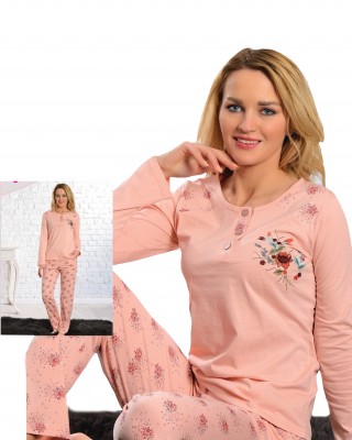 استكشاف للراحة, بيجامة تركية زهرية للنساء من قماش فيسكون عالية الجودة