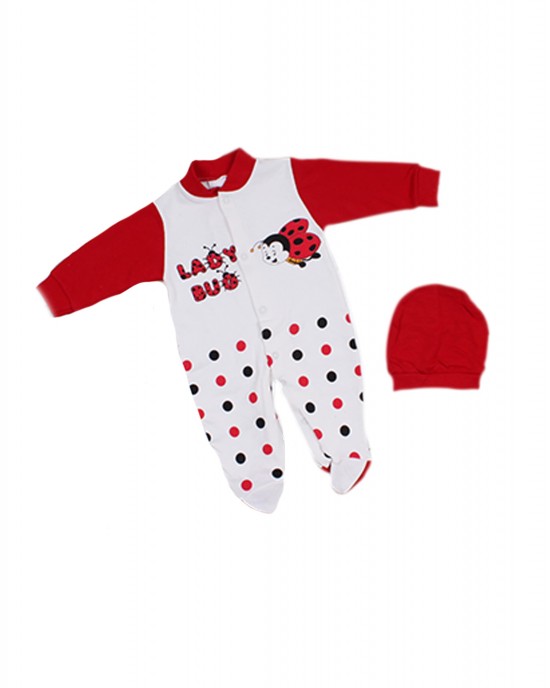 Sleep and Play Suit, Snap Closure Baby Overalls, Baby Boy and Girl Overalls, Red Color	