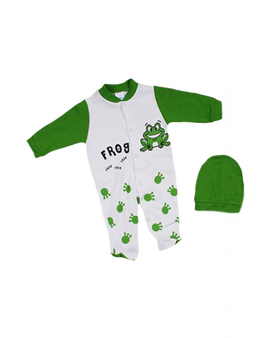 Sleep and Play Suit, Snap Closure Baby Overalls, Baby Boy and Girl Overalls, 2 Pieces, Green Color