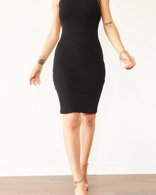 Women's Full Slip Dress, Spaghetti Strap, Black Color