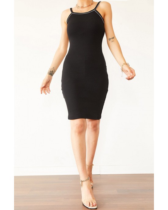 Women's Full Slip Dress, Spaghetti Strap, Black Color Women's Full Slip Dress, Spaghetti Strap, Black Color