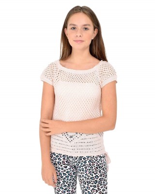 Kız Çocuk File Kazak, Yuvarlak Yaka