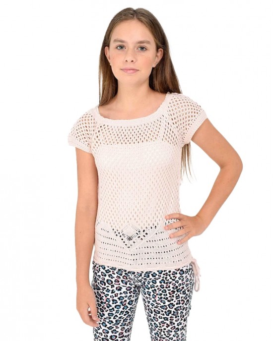 Fishnet Sweatshirt, Round Neck Graphic Sweater Pullover Teen Girls