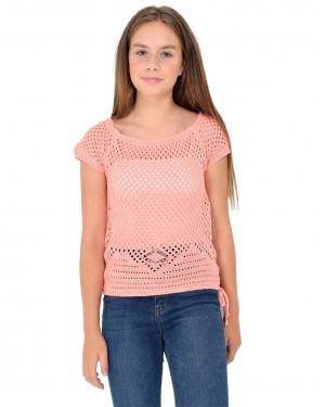 Fishnet Sweatshirt, Round Neck Graphic Sweater Pullover Teen Girls