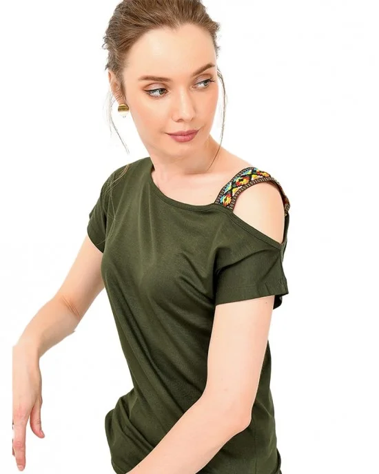 StyleTurk,Casual Short Sleeve Shirt, Boat Neck Blouse Tops, Off