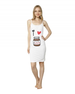 Seksi Gecelik İç Giyim, Spagetti Kayışı Yumuşak Kolsuz Gecelikler, Beyaz Renk