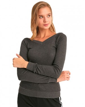 V Neck Blouse Top, Casual Long Sleeve Shirt, Turkish Sweatshirt for Women