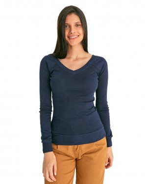 V Neck Blouse Top, Casual Long Sleeve Shirt, Turkish Sweatshirt for Women