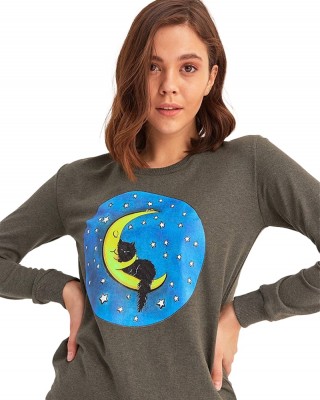 Casual Long Sleeve Shirt, Crewneck Blouse Tops, KHAKI Color