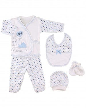 Bebek Yeni Doğan Seti, Hastane Çıkış Seti, Türk Bebek Kıyafet Seti - Mavi ve Beyaz 5 Parça Yeni Doğan Pamuklu Kıyafeti Bebek Yeni Doğan Seti, Hastane Çıkış Seti, Türk Bebek Kıyafet Seti - Mavi ve Beyaz 5 Parça Yeni Doğan Pamuklu Kıyafeti