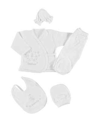 Bebek Yeni Doğan Seti, Hastane Çıkış Seti, Mevlüt Takımı, Türk Bebek Kıyafet Seti – %100 Pamuk 5 Parçalı Yenidoğan Kıyafet Seti