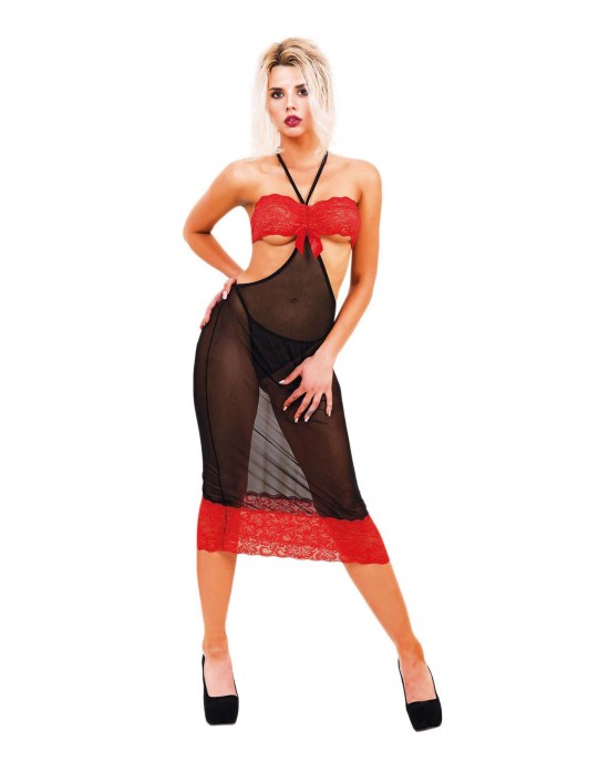 Long Babydoll Sexy Lingerie, Turkish Babydolls Set, Fantasy Lingerie, The mixture of ash and fire with red and black