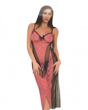 Long Babydoll Sexy Lingerie, Turkish Babydolls Set, Fantasy Lingerie, attractive lace black with trimmed pink Long Babydoll Sexy Lingerie, Turkish Babydolls Set, Fantasy Lingerie, attractive lace black with trimmed pink