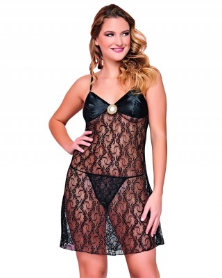 Babydoll Sexy Lingerie Set, 3 Pcs Babydoll Lace Sleepwear Nightgown, Robe Chemise Thong, Turkish Babydolls, Fantasy Lingerie