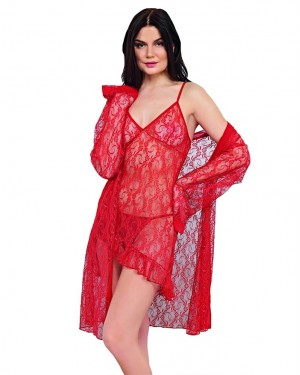 Babydoll Sexy Lingerie Set, 3 Pcs Babydoll Lace Sleepwear Nightgown, Robe Chemise Thong, Turkish Babydolls, Fantasy Lingerie