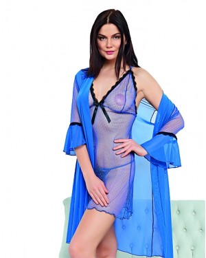 Babydoll Sexy Lingerie Set, 3 Pcs Babydoll Lace Sleepwear Nightgown, Robe Chemise Thong, Turkish Babydolls, Fantasy Lingerie