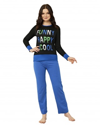 مجموعة بيجامات تركية بأكمام طويلة, الراحة الكاملة باللونين الأسود والأزرق, بيجامات نسائية موسمية بأسلوب تركي 