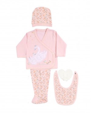 Türk Bebek Kıyafet Seti – 5 Parça, %100 Pamuk Yenidoğan Kıyafet Seti, Pembe Türk Bebek Kıyafet Seti – 5 Parça, %100 Pamuk Yenidoğan Kıyafet Seti, Pembe