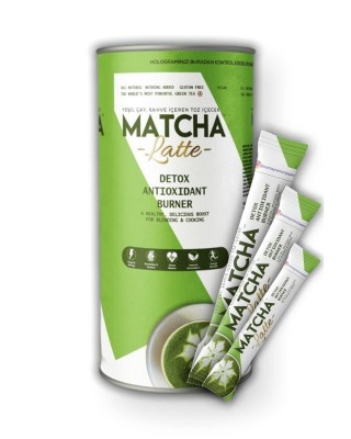 Matcha Latte, Coffee Fusion with Coconut Flavor - Japanese Detox Antioxidant Blend in Elegant Canister, 20 Sachets