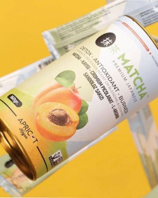 شاي الماتشا بريميوم بنكهة المشمش, بمكونات إضافية سحرية من الماتشا الياباني الأصلي, شاي ماتشا إل-كارنيتين, 20 كيس × 8 غ