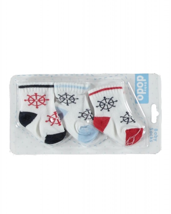 Baby Dodo Socks Set Newborn Baby Socks, Turkish Cotton Socks, Set of 3 Patterned Socks