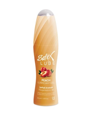 Safex Lube Peach Lubricant Gel – Water-Based, Condom-Friendly, Long-Lasting, Peach Flavor – 85 ml (2.87 fl. oz)