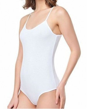 Women's Sleeveless Scoop Neck Strappy Bodysuits, White