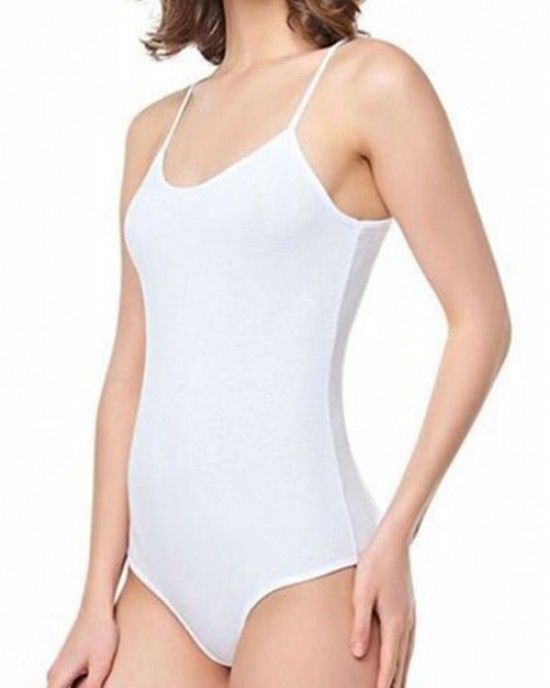 Women's Sleeveless Scoop Neck Strappy Bodysuits, White