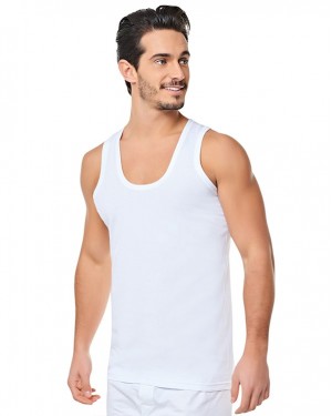 Men's Sleeveless Underwear Set, Men's Underwear, 100% Cotton, White Color, 5 Pieces, Size 5