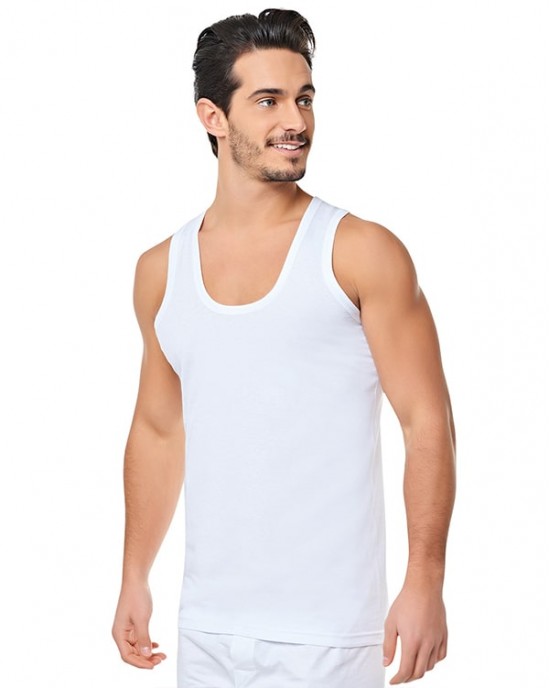 Men's Sleeveless Underwear Set, Men's Underwear, 100% Cotton, White Color, 7 Pieces, Size 3