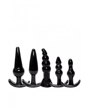 Anal Plug Set of 5 – Premium Multi-Sized TPE Plugs for Beginners to Advanced Users, Black Color Anal Plug Set of 5 – Premium Multi-Sized TPE Plugs for Beginners to Advanced Users, Black Color