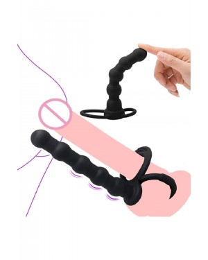 حلقة القضيب مع مدخل شرجي, خرزات شرجية مع خاتم القضيب - لعبة جنسية من السيليكون لتحفيز مزدوج مميز
