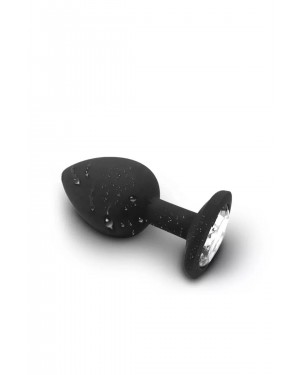 Black Silicone Anal Plug with Diamante Stone - 8 cm for Enhanced Pleasure Black Silicone Anal Plug with Diamante Stone - 8 cm for Enhanced Pleasure