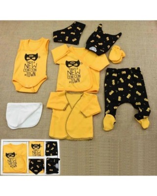 طقم الخروج من المستشفى للرضع بطبعة باتمان من 8 قطع للأطفال الرضع الذكور حديثي الولادة - ملابس قطنية مريحة وآمنة