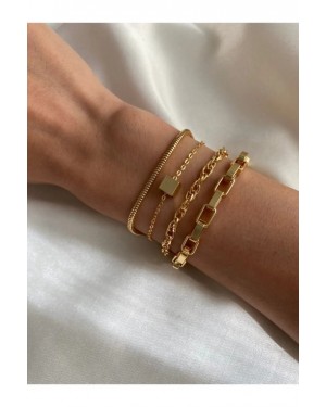 Küp Detaylı Dört'lü Kombin Bilezik