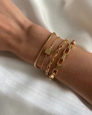 Cube Detailed Quadruple Combination Bracelet