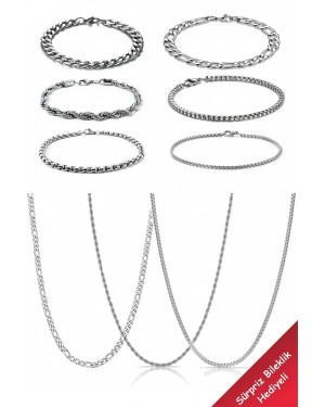 10 Parça Takı Seti: 6 Bilezik, 3 Kolye, 1 Sürpriz Bilezik