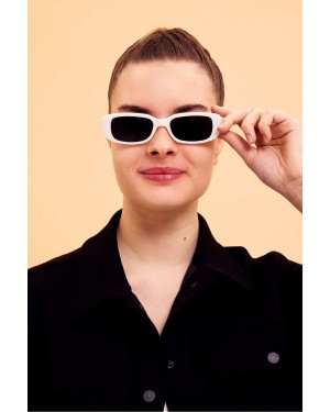 Modalucci Women's Sunglasses, Stylish, Polarized, UV Protection, High-Quality Eyewear, White Color, Black Lens Color Modalucci Women's Sunglasses, Stylish, Polarized, UV Protection, High-Quality Eyewear, White Color, Black Lens Color