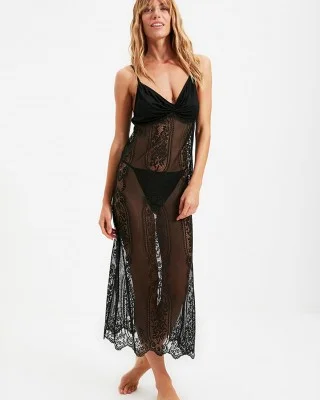 بيبي دول تركي مثير, لانجري بيبي دول طويل, ملكة الليل, قميص نوم طويل دانتيل أسود 