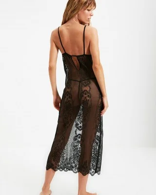 بيبي دول تركي مثير, لانجري بيبي دول طويل, ملكة الليل, قميص نوم طويل دانتيل أسود 