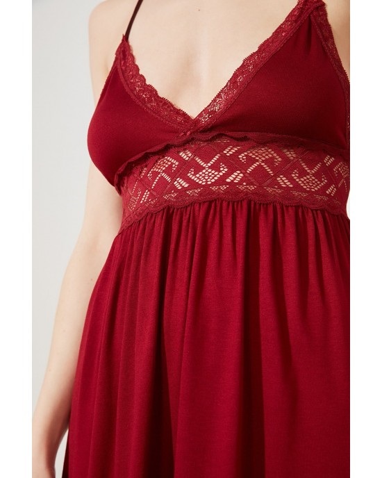 Fantasy Nightdress Lingerie, Sexy Bridal Babydolls, Romantic burgundy lace nightgown