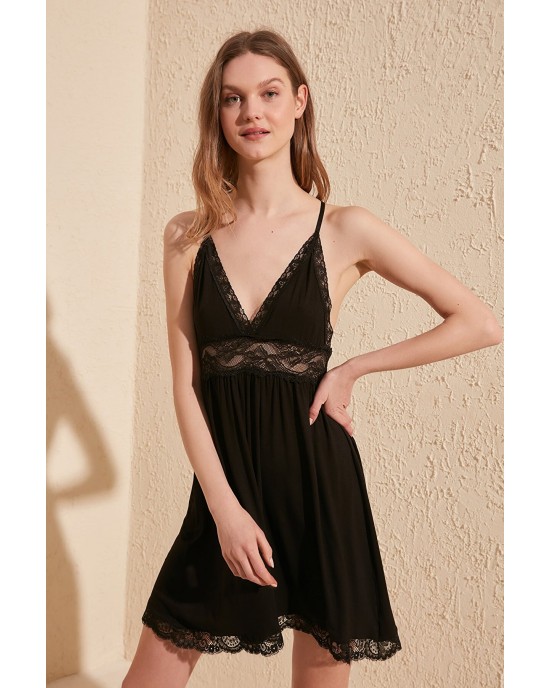 Fantasy Nightdress Lingerie, Sexy Bridal Babydolls, Black Lace Nightgown